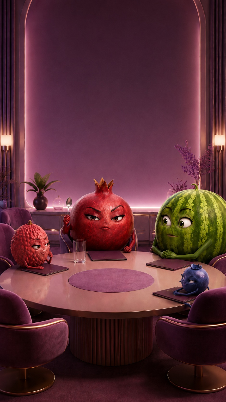 Moonvit characters in the boardroom scene